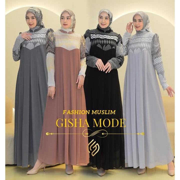 Grosir Azurra Dress Gamis Bahan Ceruty Premium Gamis Motif Set Hijab Full Furing Muslim Wanita