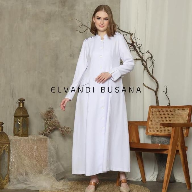 Promo Gamis Guru / Gamis Busui / Gamis Putih / Seragam Gamis / Gamis Tebal - 8001 Putih