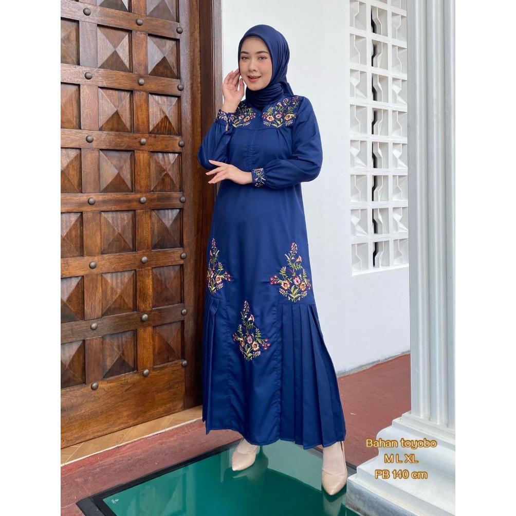 GAMIS WANITA BORDIR 2026 MADINA TUGPA BAHAN KATUN TOYOBO BORDIR KOMPUTER Baru