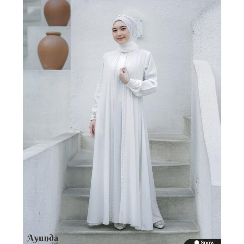 Ayunda dress gamis ceruty mix syakilla model 2024 aplikasi /gamis viral jumbo M L XL Promo