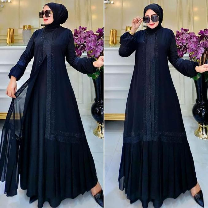 Sale Galeri Sicantik - Cod - Gamis Abaya Turki Hitam Polos 2024 - Abaya Hitam Motif Polos Lengan Bal