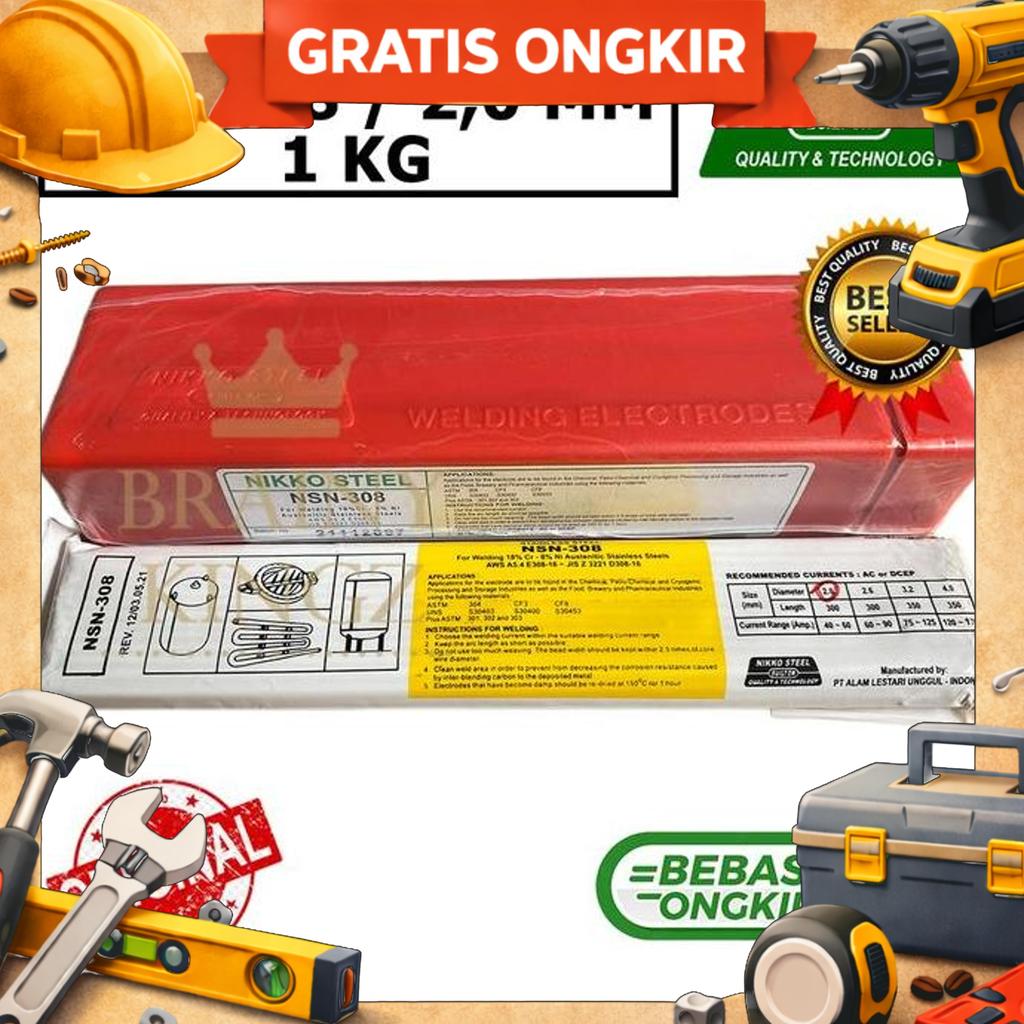 Kawat Las Stainless Nikko Steel Nsn308 Ukuran 2Mm Nsn 308 2,0Mm E308