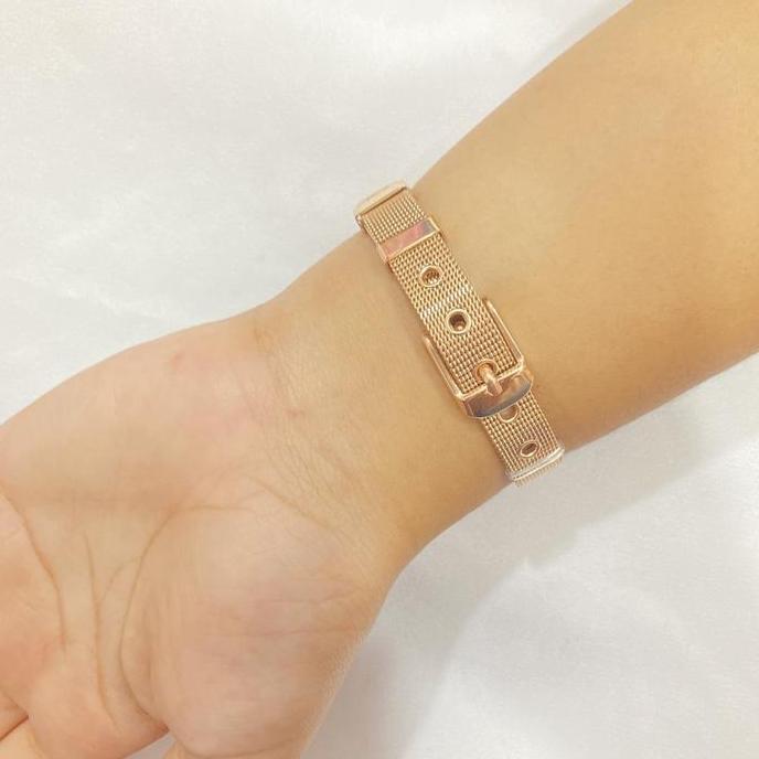 Gelang Strap Polos Titanium Warna Gold / Rose Gold Model Tali Jam