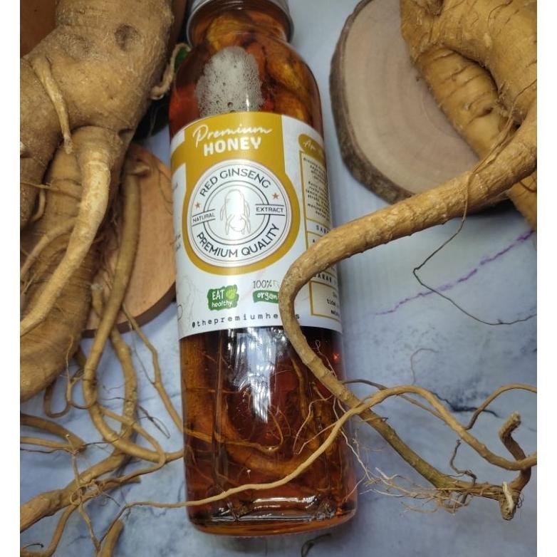 MS Madu ginseng merah korea PREMIUM ASLI 100% (Madu hutan murni dengan ginseng asli dan pakai botol 