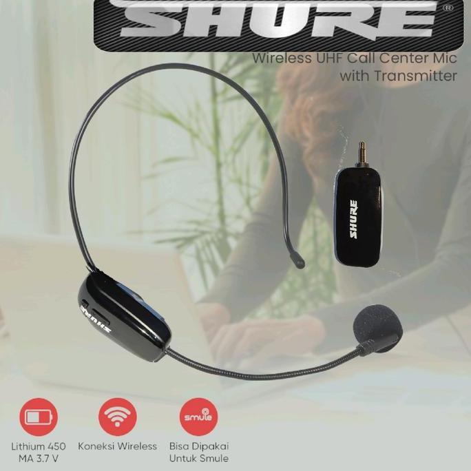 Newall-- Wireless Mic Mikrofon Presentasi Imam Masjid Musholla Headset Shure Uhf (Nirkabel) Helm
