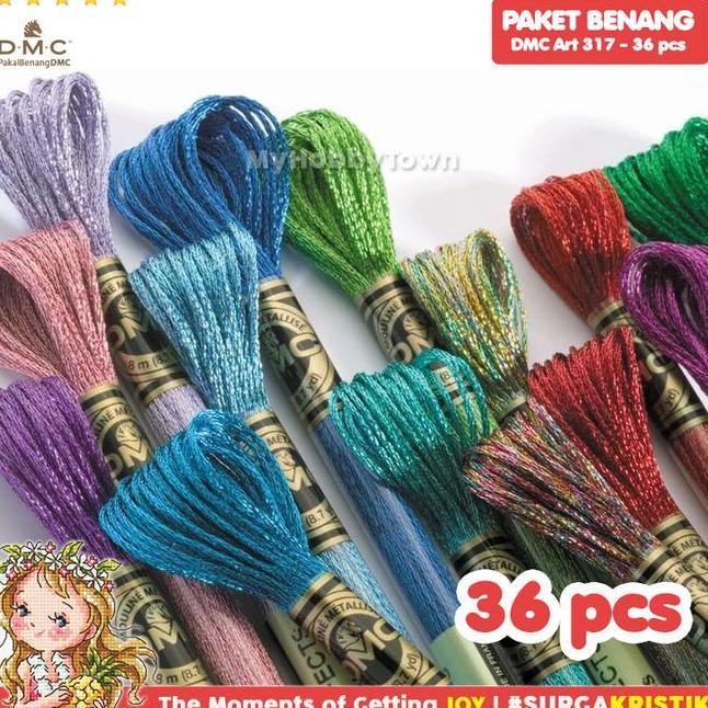 Paket 36 Pcs Benang Sulam Kristik Dmc Art 317 Lht Effects Metallic