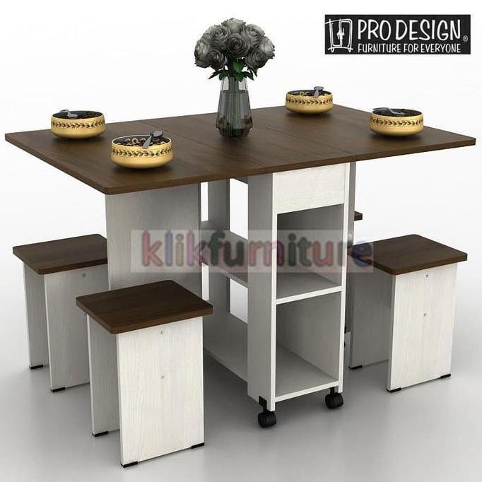 Allo- Allison Dt120 Prodesign Meja Makan Kayu Lipat Roda