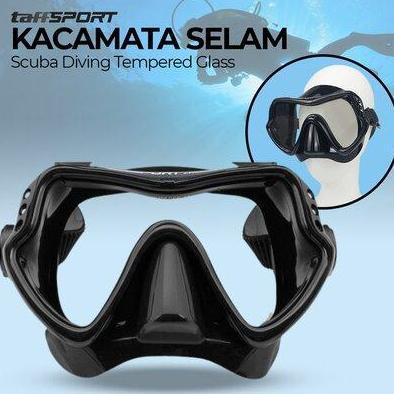 Kacamata Selam Scuba Diving dengan Kaca Tempered Anti-Kabut dan Anti-UV - Hitam