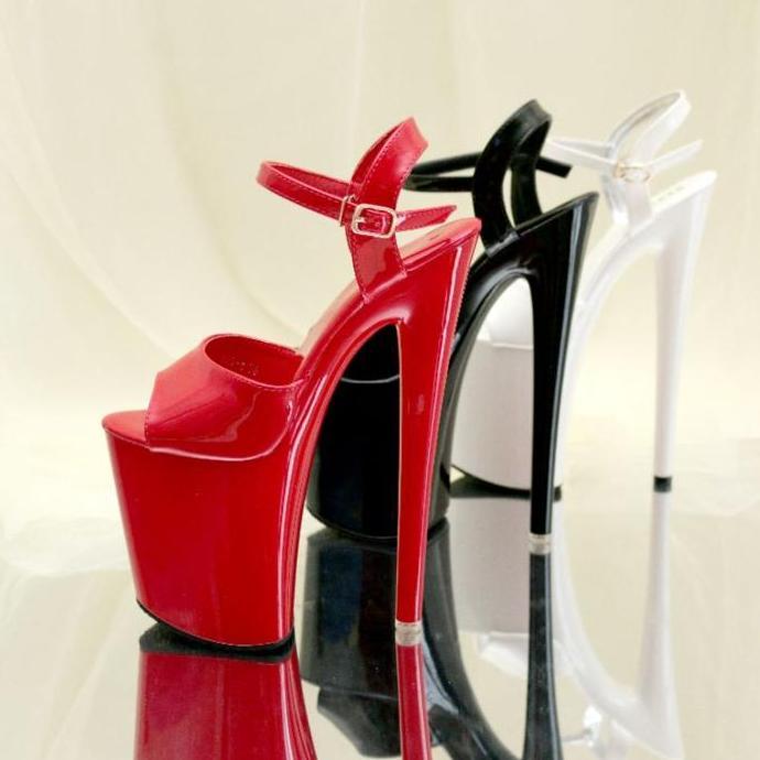 YKshoes 1703 heels 20cm strappy stiletto black white red heels strappy peeptoes stiletto heels sanda