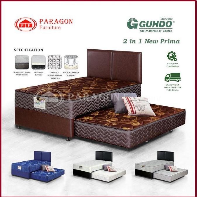 Allo- Guhdo Spring Bed 2In1 New Prima Mix Size 90 100 120 140 160 180X200 Hb Atlantic Set - Kasur So