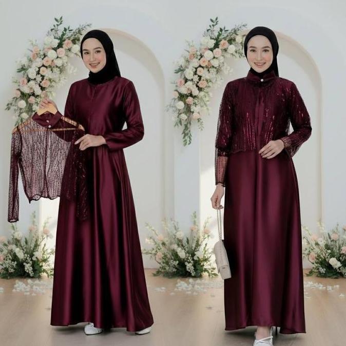 Diskont Dara Dress Kondangan Rompi Tile Brokat Busui Friendly Lepas Pasang Elegan Luxury Gaun Pesta 