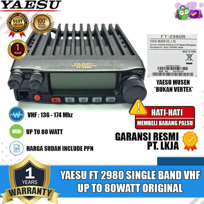 TERBARU Yaesu Ft 2980 Vhf 80 Watt Ft2980 Ft-2980 Radio Rig Yaesu FT 2980 Up To 80W Original Garansi
