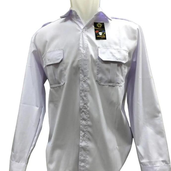 (BEST SELLER) kemeja putih PNS | Baju PDH putih | baju atasan putih PNS lengan panjang Pria  Kerja K