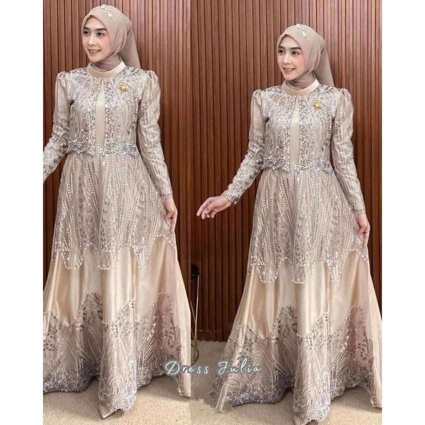 Premium Gamis Lebaran 2026 Model Baru / Julia Dress / Baju Bridesmaids Dress / Dress Kondangan Elega