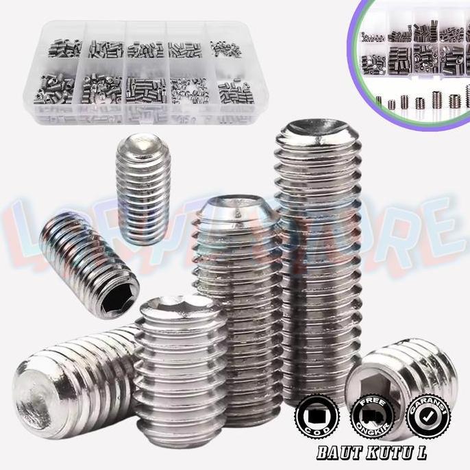 Dnabig- Baut Kutu L Sekrup Tanam M3 M4 M5 M6 M8  Skrup Mur Nanas Hex Stainless 200 Pcs