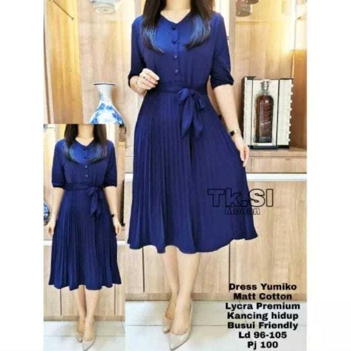 BESTPROMO (MURAH) DRESS MIDI WANITA TERBARU / DRESS PLISKET COTTON PREMIUM COMBI / DRESS KOREA