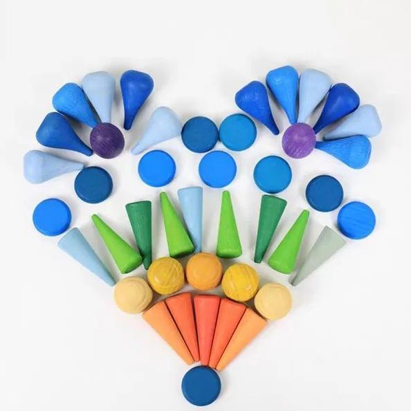 Thebest- [LKA] Wooden rainbow loose part, wooden grapat grimms alike, open ended toys