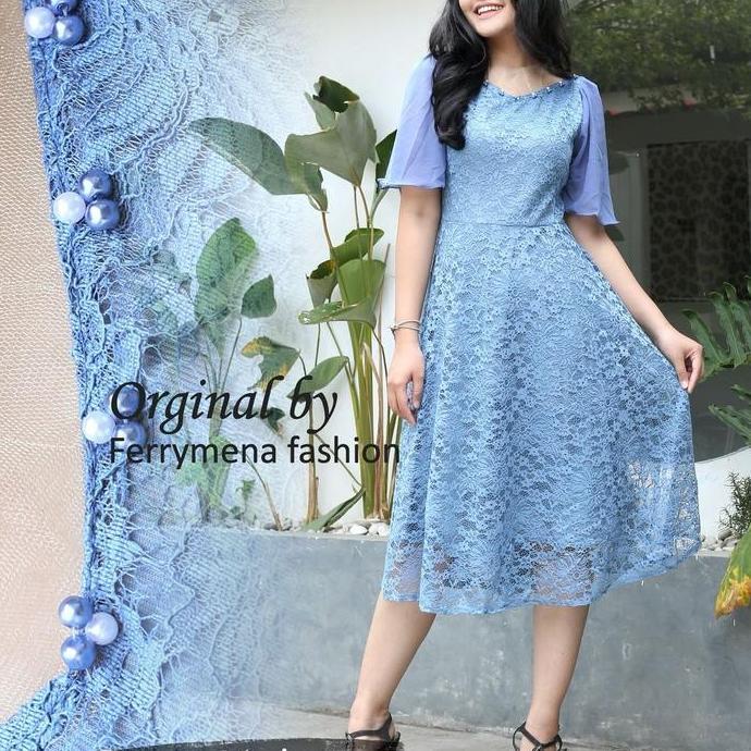 Promo Dress Maira Viral By Ferrymena Fashion//Dres Natal Terbaru//Dress Masakini Casual Denim Lilac 