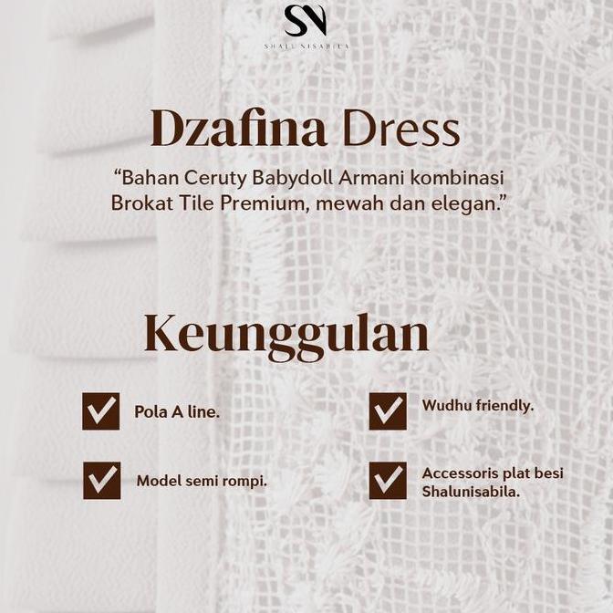 Promo Shalu Nisabila - Dzafina Gamis Dress Gaun Panjang Mewah Brokat Tile Baju Muslimah Brukat Tile 