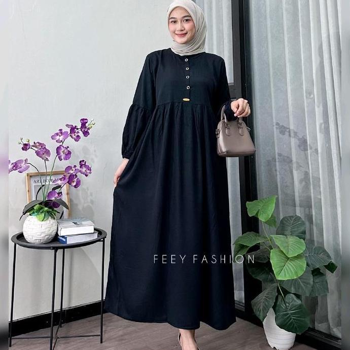 Flash Sale Midi Dress Olive / Rayon Twill Premium/ Mididress Modern Wanita/ Busui Friendly
