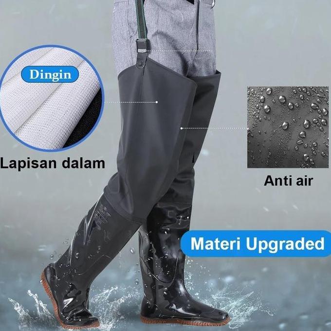 (BEST SELLER) Sepatu Boot Karet Tinggi Hitam / Sepatu air / Sepatu Boot Sawah Panjang Pria Anti Air 