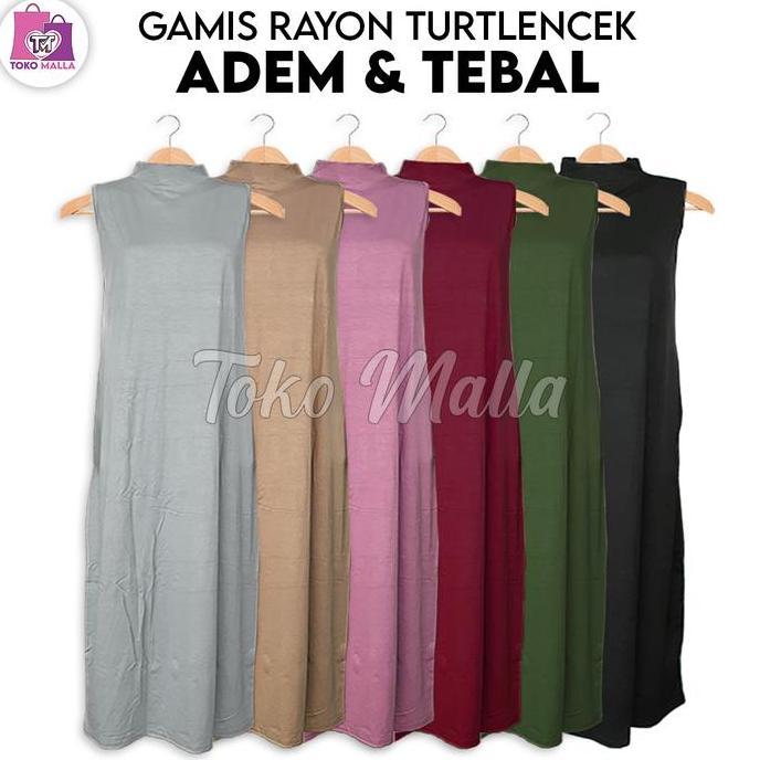 Promo Manset Gamis Premium Wanita Leher Tinggi Lengan Panjang Dan Buntung Bahan Rayon Super Adem Man