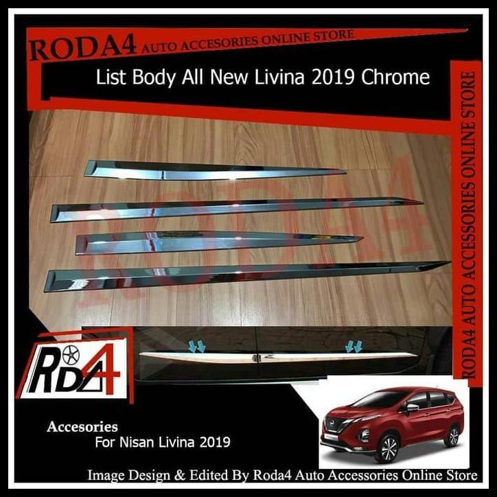 TERMURAH SIDE MOULDING LIST BODY MOBIL NISSAN ALL NEW LIVINA 2019 CHROME 