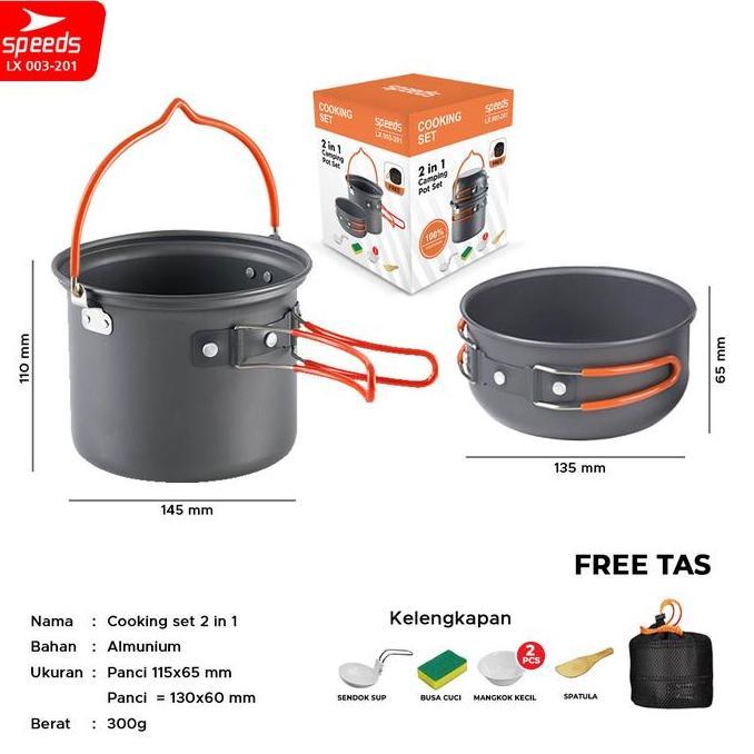 Mosquebarbara - Speeds Cooking Set Paket Dapur Camping 2In1   Masak Serbaguna Cooking  Outdoor Alat 