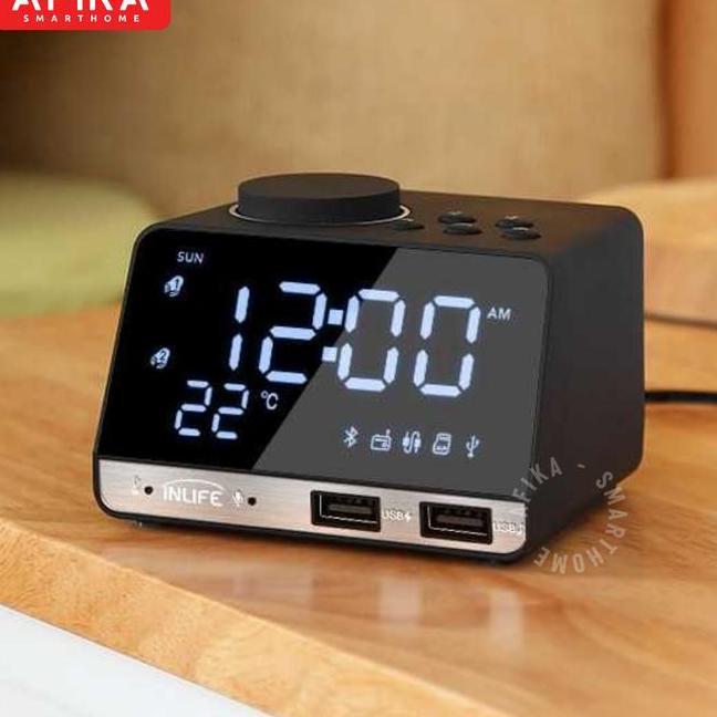 Jam Meja Jam Weker Dengan Speaker Bluetooth Radio Usb Charge