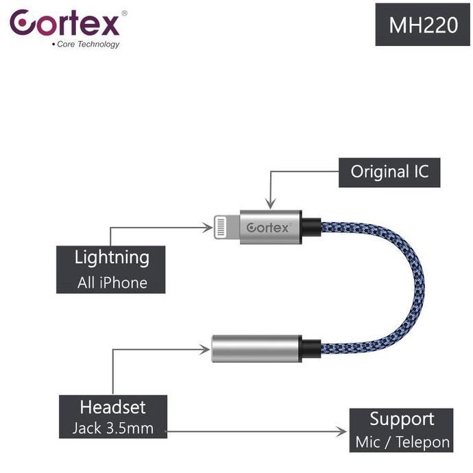 Outpic- Cortex Mh220 Splitter Iphone Converter Lightning To Jack Headset Ori