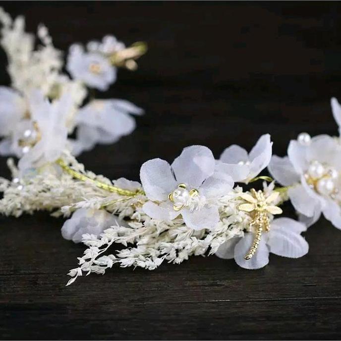 Gogopix- Headpiece Aeris - Mahkota Bunga Putih Headpiece Hiasan Hijab / Kepala Elegan Aksesoris