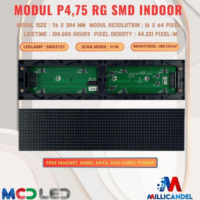 Trikikal- Panel Modul P4,75 P4.75 F3.75 F3,75 16X64 Smd Matrix Merah Red Rg Indoor