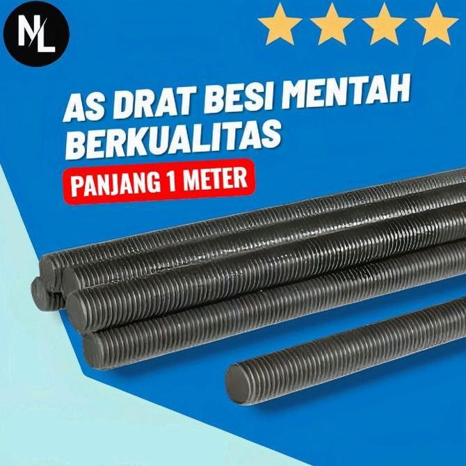 TERBARU As Drat Besi Mentah M39 / Stud Bolts Long Drat 1 Meter 39mm