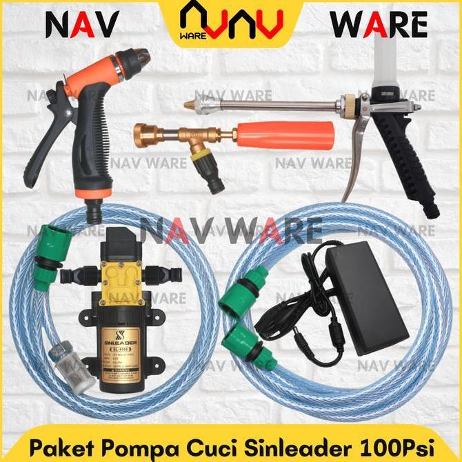podia.starman - sinleader 100psi original paket lengkap pompa air dc 12v selang in out quick release