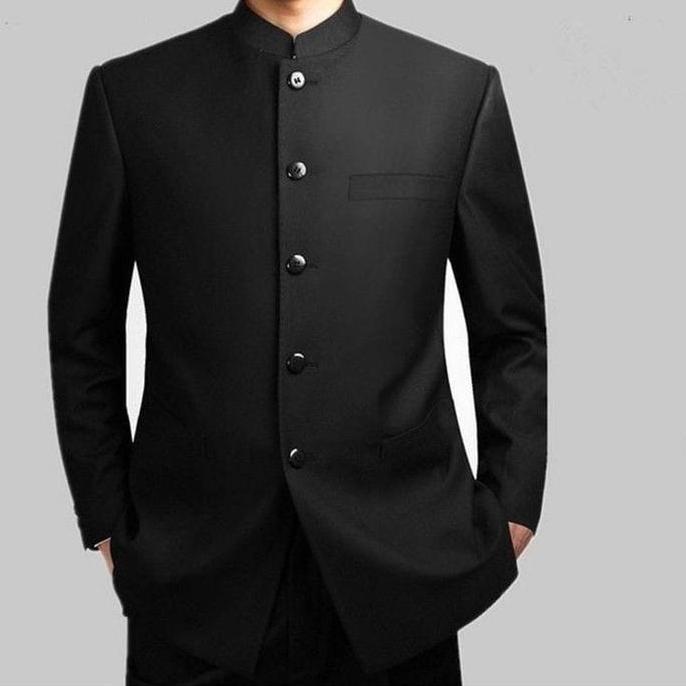 Jasko Hitam Polos Jas Koko Pria Dewasa Jas Mandarin Atasan Muslim Pria Beskap Bapak Beskap Pria Besk