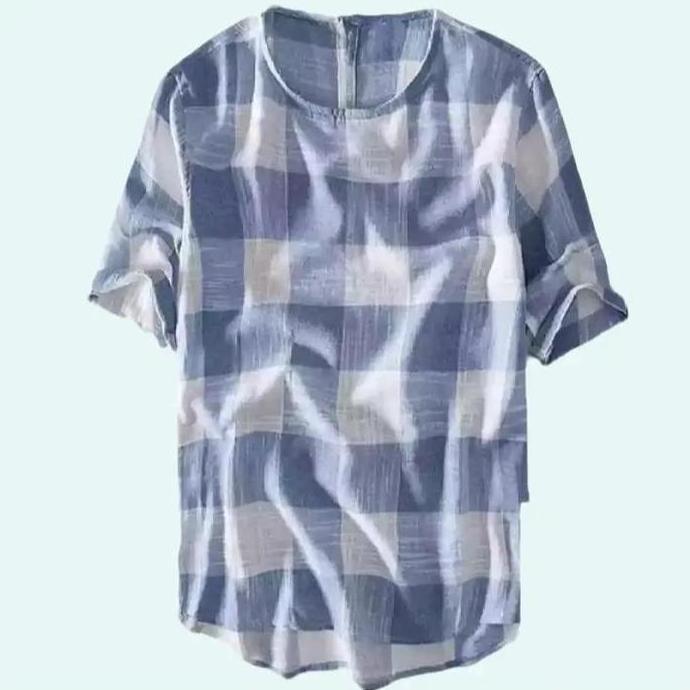 Baju Atasan Panjang Koko Kurta Motif Kotak-Kotak Pria Dewasa Muslim Jumbo Kekinian Kauky.Id Bahan Ka