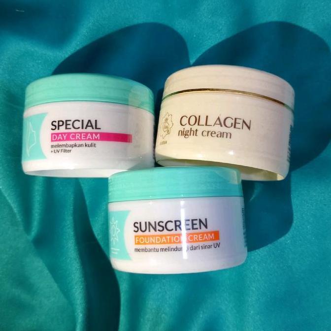 (Get Pouch) 3 Paket / Viva Special Day Cream Pagi + Viva Sunscreen + Viva Collagen Night Cream Malam