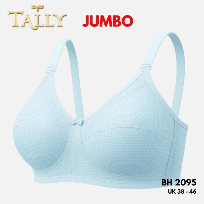 Wkwx- Tally Bh 2095 Bra Wanita Tanpa Kawat Bahan Katun Pori Cup C/D Kait 3 Soft Tipis Size 38-44 Say