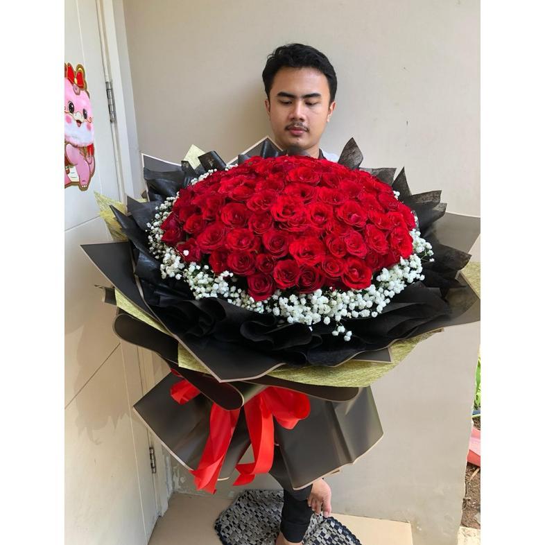 [Hello.Missflorist] Instant Delivery Red Roses Bouquet Buket Bunga Mawar Merah Asli Segar Cantik Rom