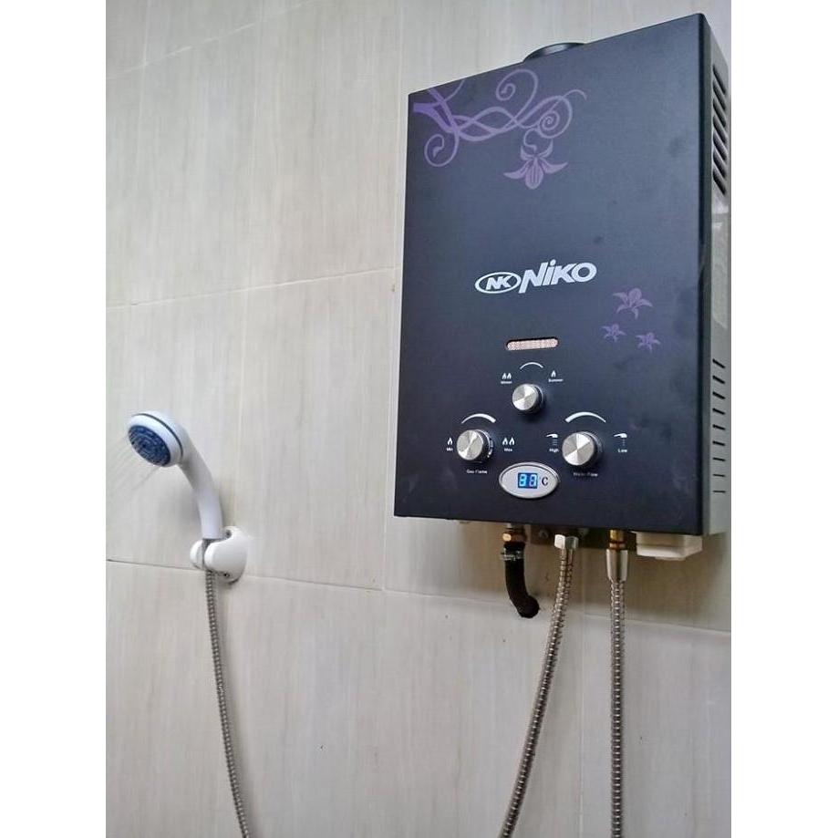 (Allthebest) WATER HEATER / PEMANAS AIR KAMAR MANDI GAS LENGKAP NIKO HITAM LED