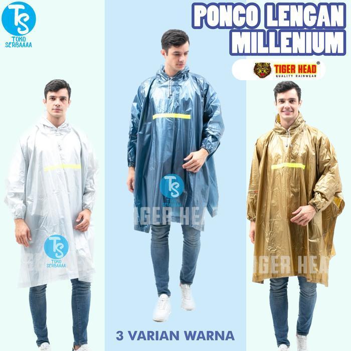 Jas Hujan Mantel Raincoat Ponco Lengan Millenium Unisex Tiger Head