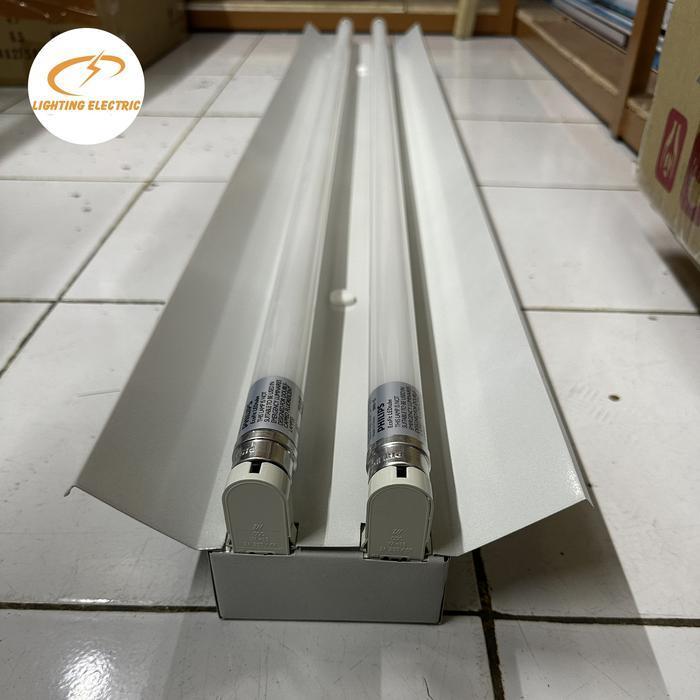 Kap Lampu TKO 2x36 Set komplit tl led Philips 2x16 Watt t8 120CM