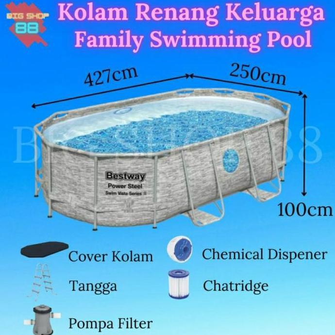 BESTWAY KOLAM RENANG PORTABLE PORTABEL PRISM FRAME OVAL POOL 4M 4METER