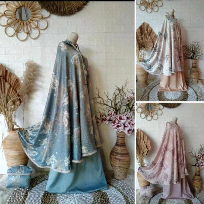 Mukena jumbo silk satin 2 in 1 / Mukena Travel Dewasa Nyaman Wanita Renda Muslim Silky Mewah Mukenah