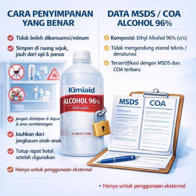 Medikit- Kimiaid Alcohol 96% 5 Liter Ethanol 96% Disinfektan Antiseptik Alkohol Pembersih Non Food G