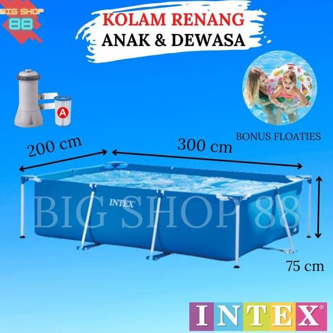 INTEX KOLAM RENANG PORTABLE FRAME POOL 3 METER BONUS POMPA FILTER