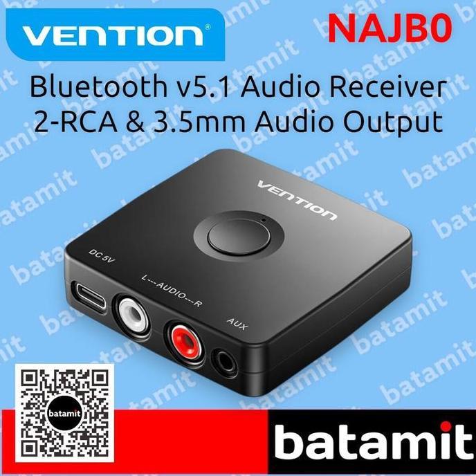 VENTION NAJ Bluetooth 5.1 Audio Receiver RCA 3.5mm Jack Aux Wireless Adapter Music for Speaker Sound