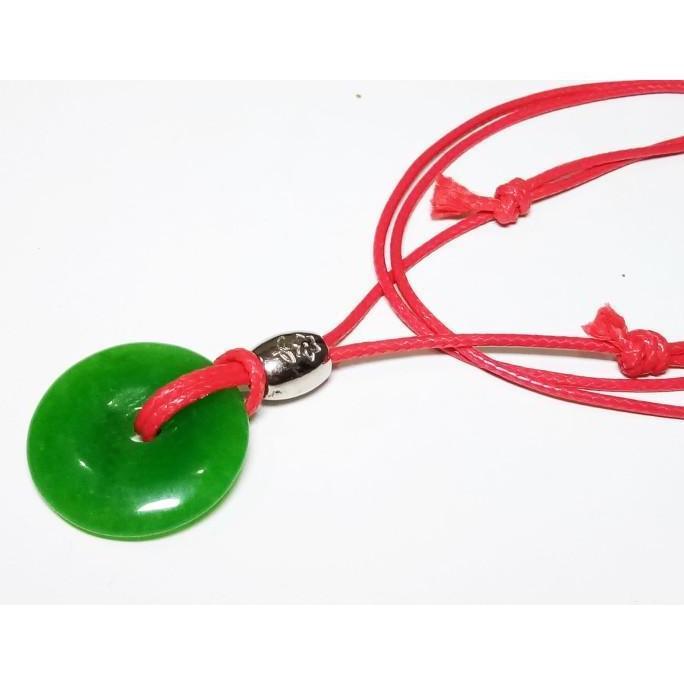 Goldsand- Vee Kalung Liontin Batu Giok Hijau Lumut Donat - Liontin Terapi