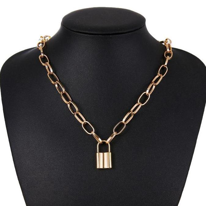 Goldsand- Kalung Titanium Wanita Kalung Pria Titanium Liontin Gembok Korea