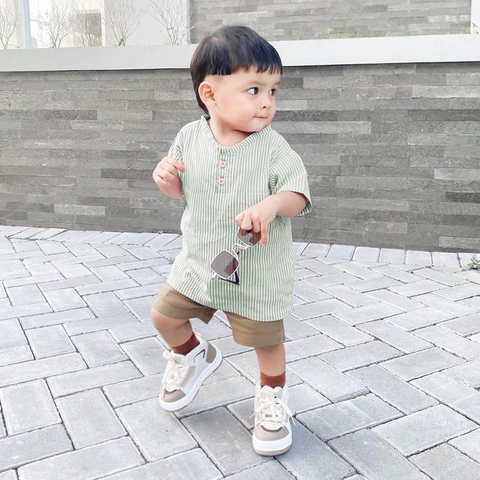 Lansungkirim- Minieclub Casual Koko Anak Faris Lines Fashion Anak Laki-Laki